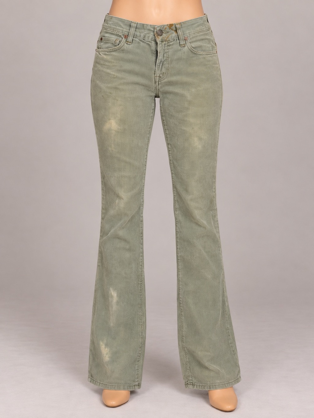 7 For All Mankind Green Corduroy Pants Size 26 100% Cotton